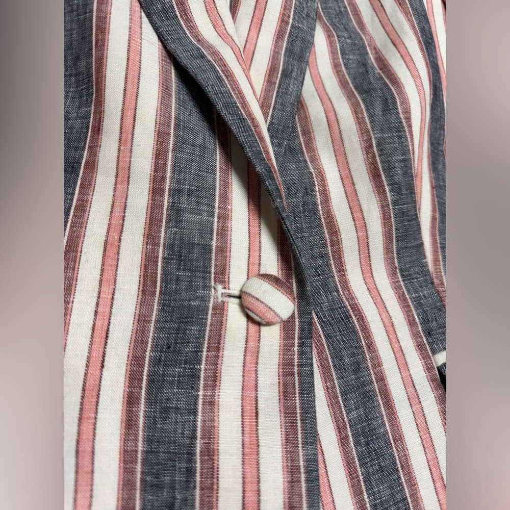 FRAME - The Linen Femme Blazer in Pastel Striped - Picture 9 of 10